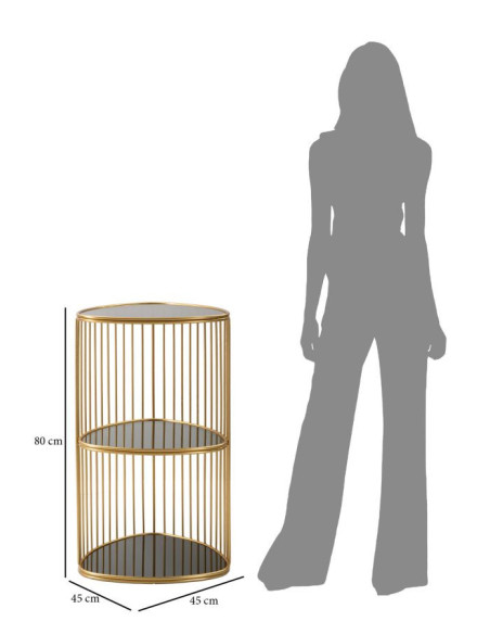 Table d'appoint moderne Triangulaire 2 étagères en Métal Doré Verre Triple 