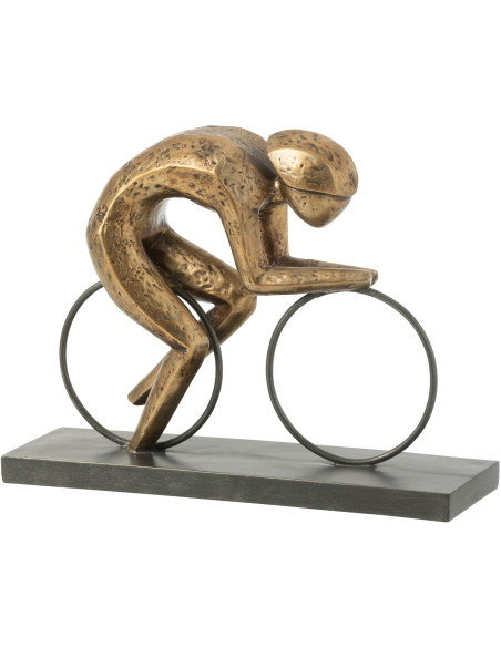 Statue design abstraite cycliste en résine noir et doré 37x29 Kyro - 1