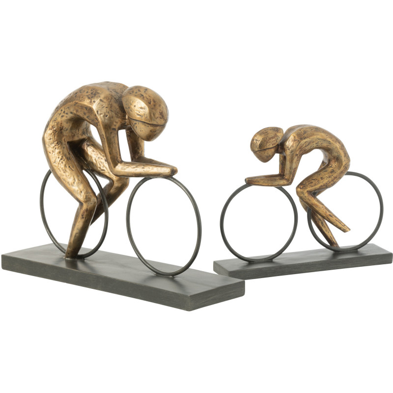 Statue design abstraite cycliste en résine noir et doré 37x29 Kyro - 2