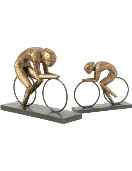 Statue design abstraite cycliste en résine noir et doré 37x29 Kyro - 2