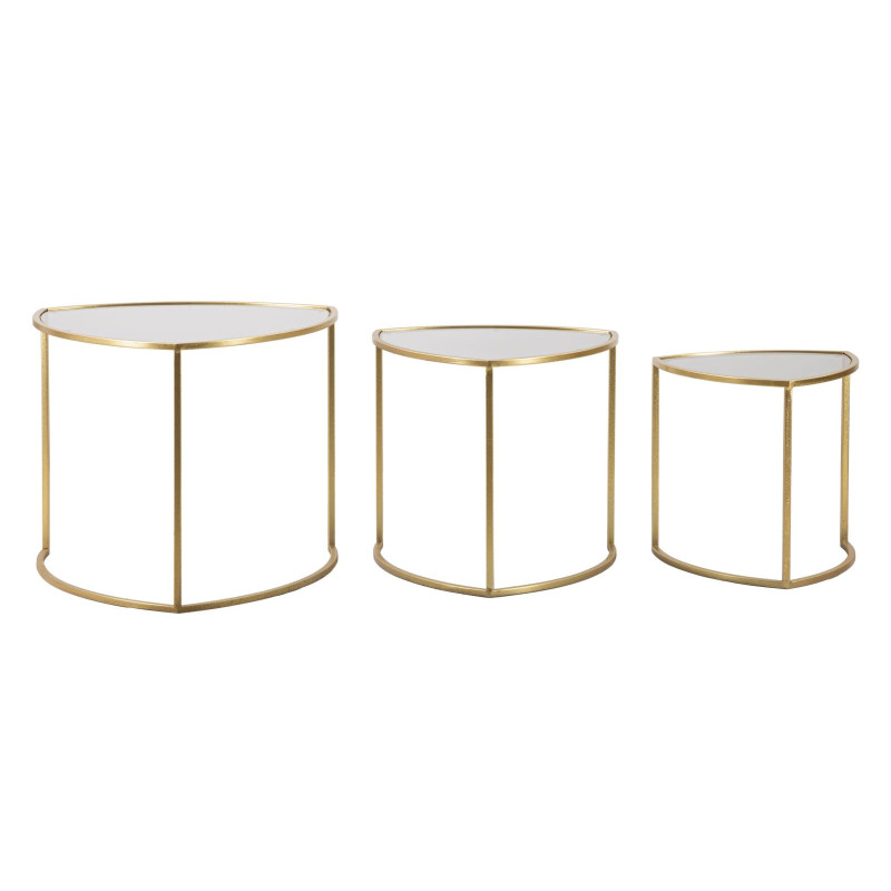 Table d'appoint moderne Triangulaire en Métal Doré Verre Triangle (Lot de 3) 