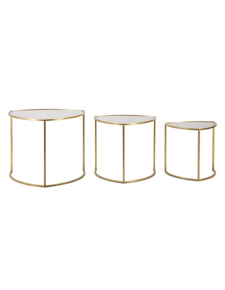 Table d'appoint moderne Triangulaire en Métal Doré Verre Triangle (Lot de 3) 