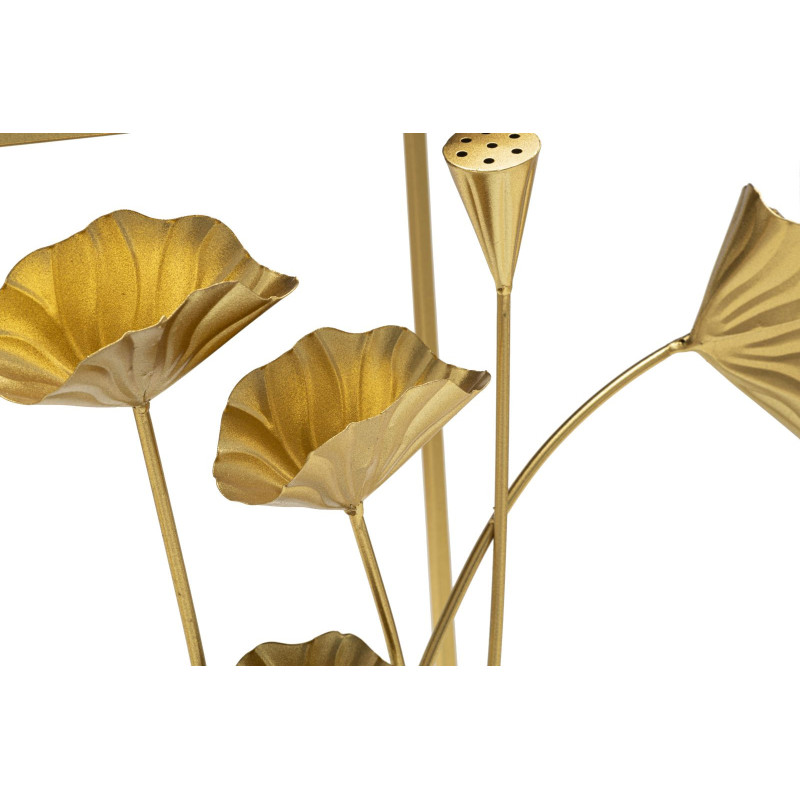 Console moderne Ovale en Métal Doré Miroir Motif fleurs Flow 