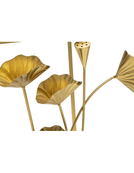 Console moderne Ovale en Métal Doré Miroir Motif fleurs Flow 