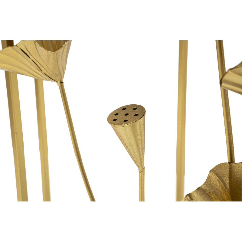 Console moderne Ovale en Métal Doré Miroir Motif fleurs Flow 