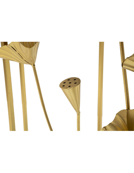 Console moderne Ovale en Métal Doré Miroir Motif fleurs Flow 