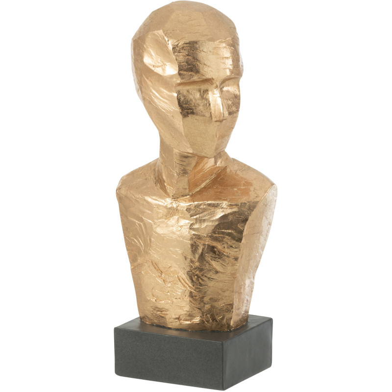 Buste déco abstrait doré sur socle H38 cm - 1