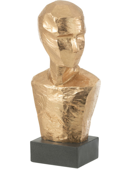 Buste déco abstrait doré sur socle H38 cm - 1