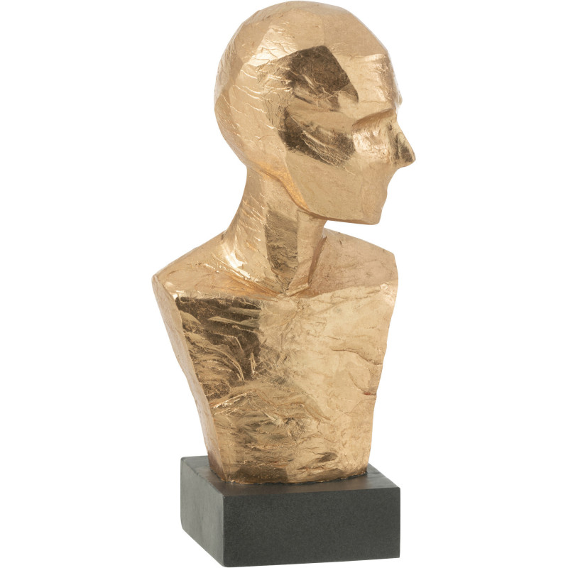 Buste déco abstrait doré sur socle H38 cm - 2