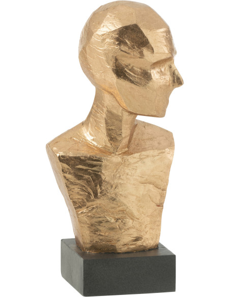 Buste déco abstrait doré sur socle H38 cm - 2