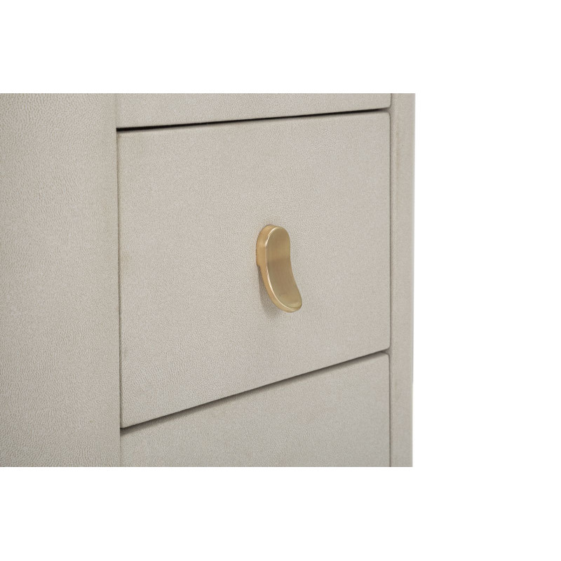 Bureau moderne 6 tiroirs en Velours Blanc crème Métal Doré Bois de pin Blanc Effet marbre Beauty Mauro Ferretti - 5