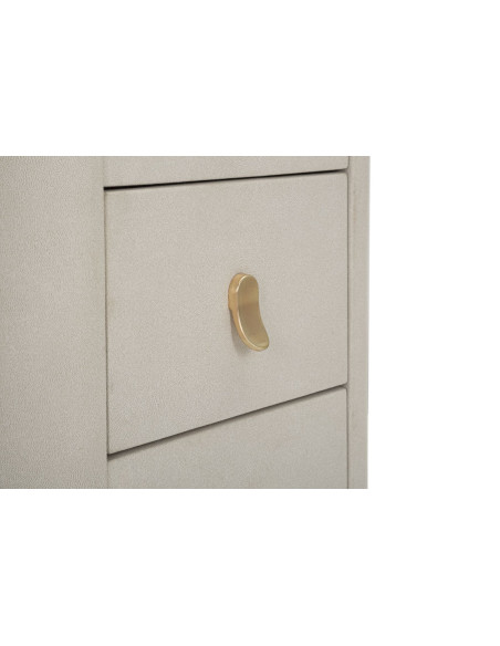 Bureau moderne 6 tiroirs en Velours Blanc crème Métal Doré Bois de pin Blanc Effet marbre Beauty Mauro Ferretti - 5