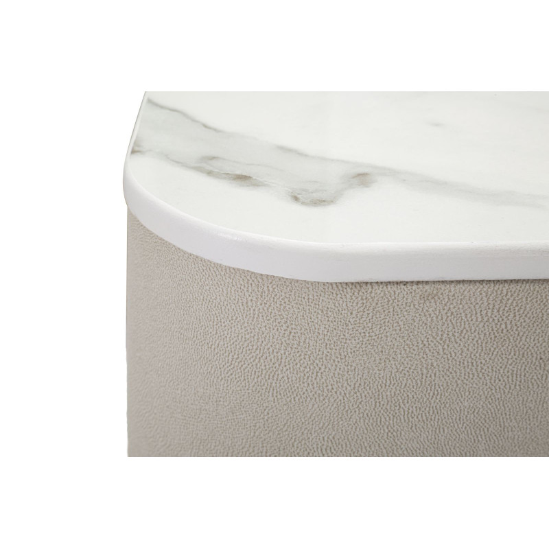 Bureau moderne 6 tiroirs en Velours Blanc crème Métal Doré Bois de pin Blanc Effet marbre Beauty Mauro Ferretti - 6