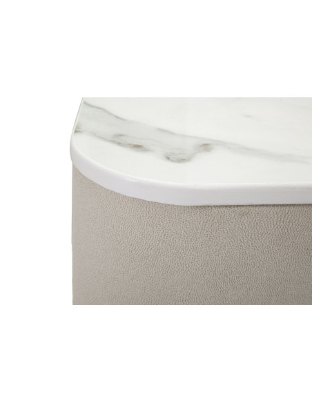 Bureau moderne 6 tiroirs en Velours Blanc crème Métal Doré Bois de pin Blanc Effet marbre Beauty Mauro Ferretti - 6