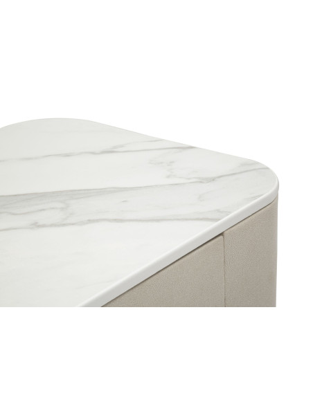 Console moderne Arrondie 3 tiroirs en Velours Blanc crème Métal Doré Bois de pin Blanc Effet marbre Beauty Mauro Ferretti - 8