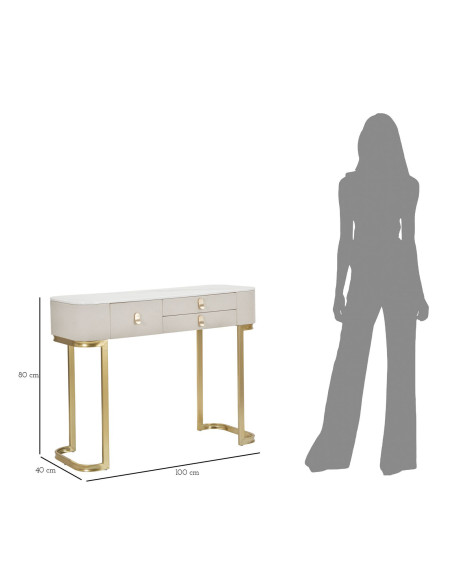 Console moderne Arrondie 3 tiroirs en Velours Blanc crème Métal Doré Bois de pin Blanc Effet marbre Beauty Mauro Ferretti - 10