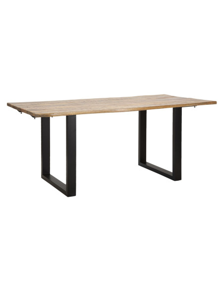 Table à manger extensible moderne Rectangulaire 12 personnes en Bois de manguier Marron Métal Noir Edge 