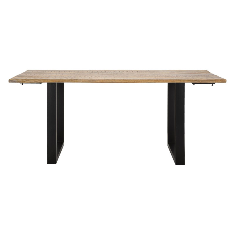Table à manger extensible moderne Rectangulaire 12 personnes en Bois de manguier Marron Métal Noir Edge 