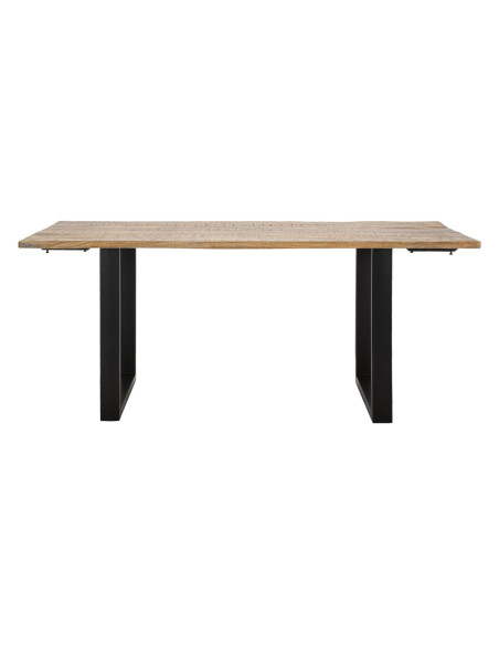 Table à manger extensible moderne Rectangulaire 12 personnes en Bois de manguier Marron Métal Noir Edge 