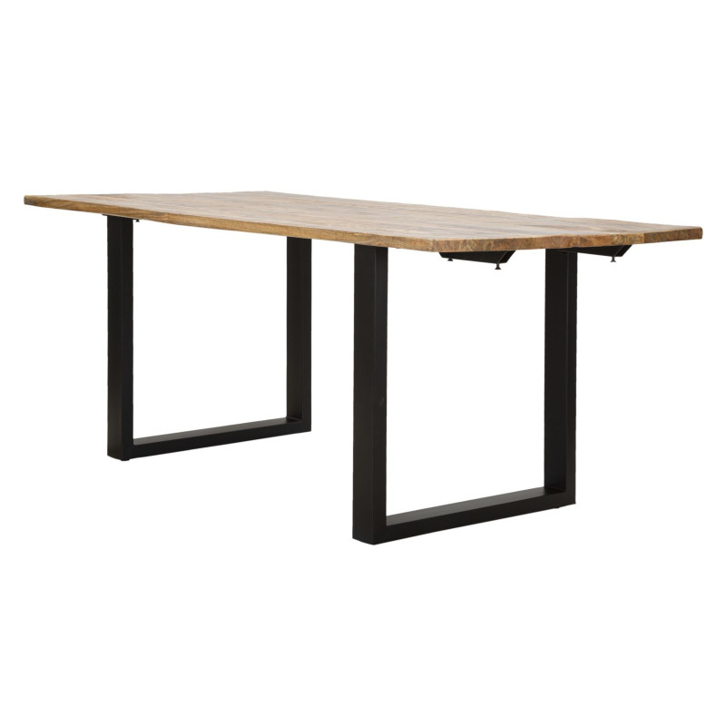 Table à manger extensible moderne Rectangulaire 12 personnes en Bois de manguier Marron Métal Noir Edge 