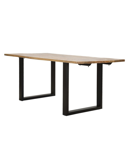 Table à manger extensible moderne Rectangulaire 12 personnes en Bois de manguier Marron Métal Noir Edge 