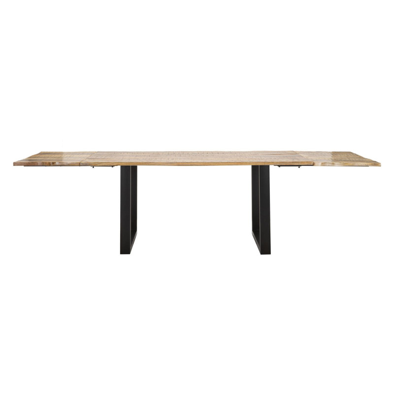 Table à manger extensible moderne Rectangulaire 12 personnes en Bois de manguier Marron Métal Noir Edge 