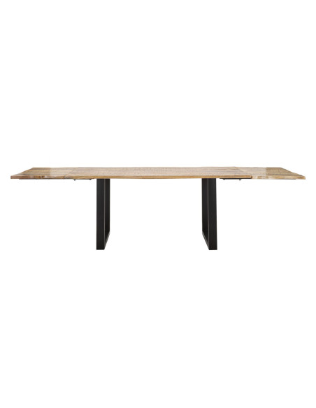 Table à manger extensible moderne Rectangulaire 12 personnes en Bois de manguier Marron Métal Noir Edge 