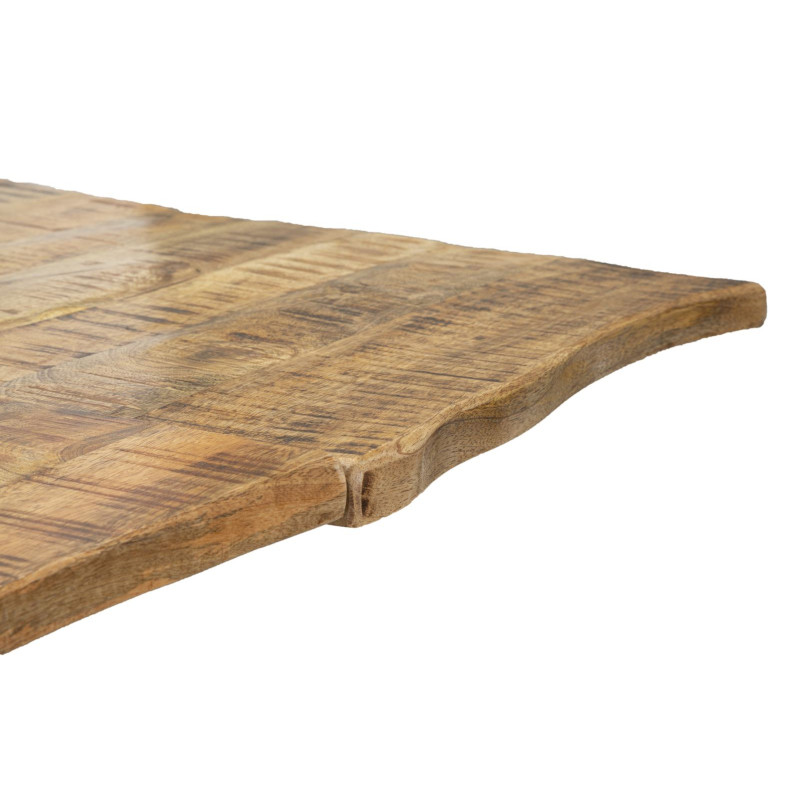 Table à manger extensible moderne Rectangulaire 12 personnes en Bois de manguier Marron Métal Noir Edge 