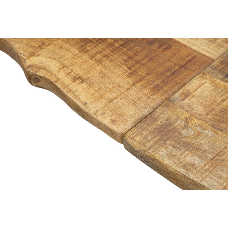 Table à manger extensible moderne Rectangulaire 12 personnes en Bois de manguier Marron Métal Noir Edge 