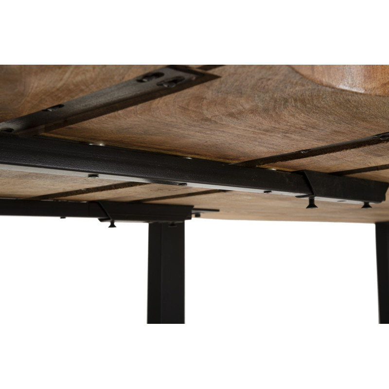 Table à manger extensible moderne Rectangulaire 12 personnes en Bois de manguier Marron Métal Noir Edge 