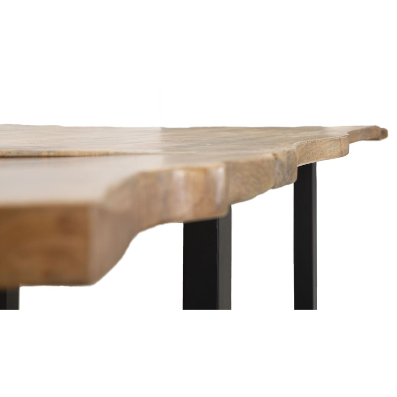 Table à manger extensible moderne Rectangulaire 12 personnes en Bois de manguier Marron Métal Noir Edge 