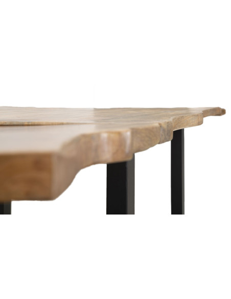 Table à manger extensible moderne Rectangulaire 12 personnes en Bois de manguier Marron Métal Noir Edge 