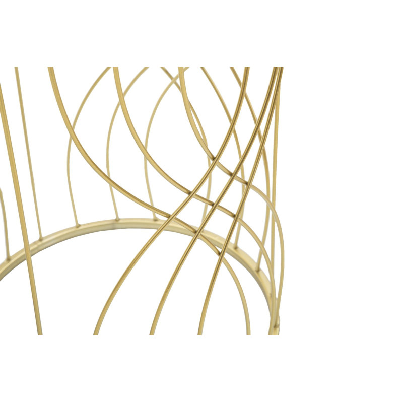 Table d'appoint moderne Ronde en Métal Doré Miroir Ligne (Lot de 2) 