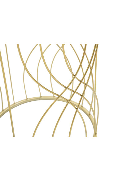 Table d'appoint moderne Ronde en Métal Doré Miroir Ligne (Lot de 2) 