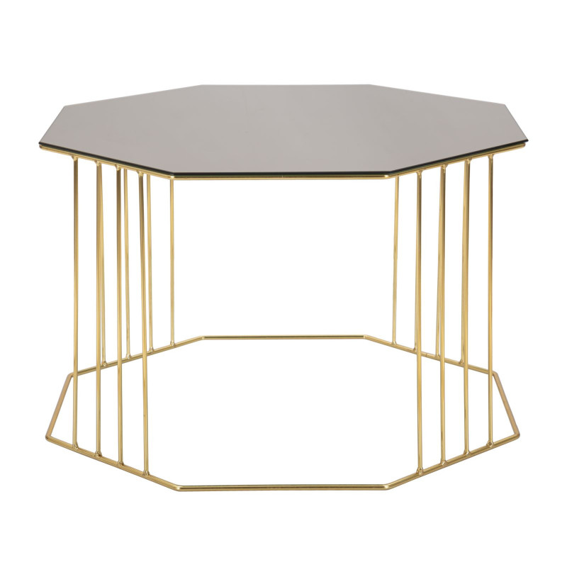 Table basse moderne Octogonale en Métal Doré Miroir Bronze Octagon 