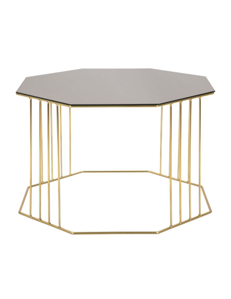Table basse moderne Octogonale en Métal Doré Miroir Bronze Octagon 