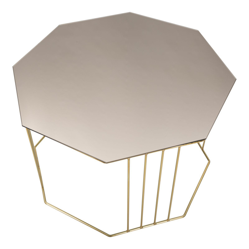 Table basse moderne Octogonale en Métal Doré Miroir Bronze Octagon 