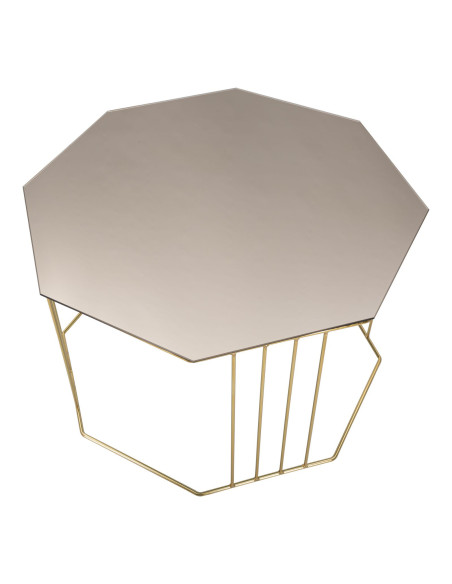Table basse moderne Octogonale en Métal Doré Miroir Bronze Octagon 