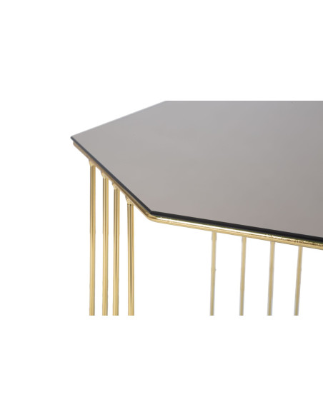 Table basse moderne Octogonale en Métal Doré Miroir Bronze Octagon 