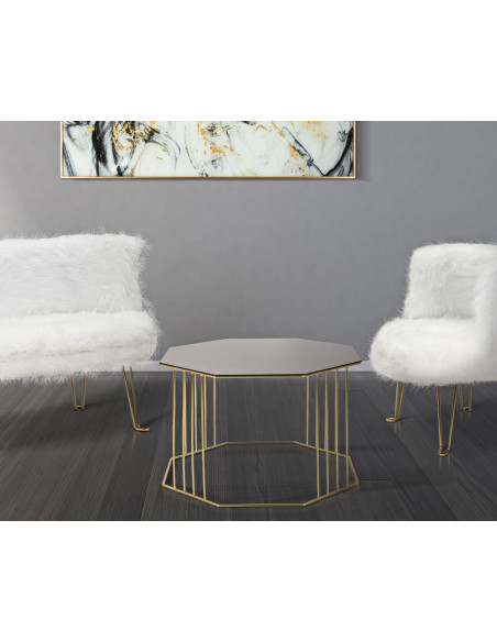 Table basse moderne Octogonale en Métal Doré Miroir Bronze Octagon 