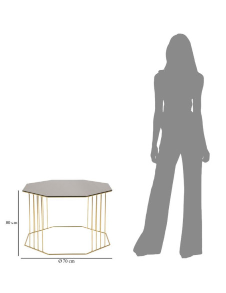 Table basse moderne Octogonale en Métal Doré Miroir Bronze Octagon 