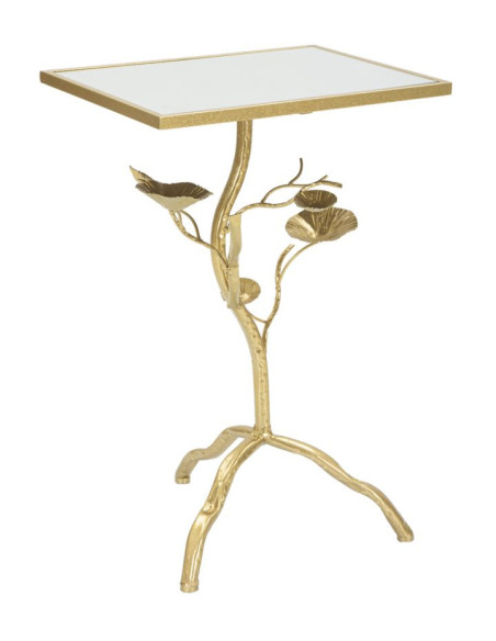 Sellette haute originale Fleur Rectangulaire en Métal Doré Miroir Tisty 