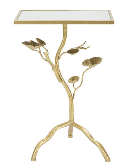 Sellette haute originale Fleur Rectangulaire en Métal Doré Miroir Tisty 