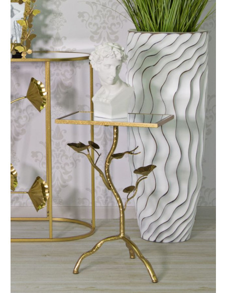 Sellette haute originale Fleur Rectangulaire en Métal Doré Miroir Tisty 