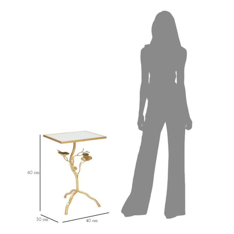 Sellette haute originale Fleur Rectangulaire en Métal Doré Miroir Tisty 