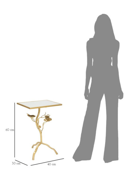 Sellette haute originale Fleur Rectangulaire en Métal Doré Miroir Tisty 