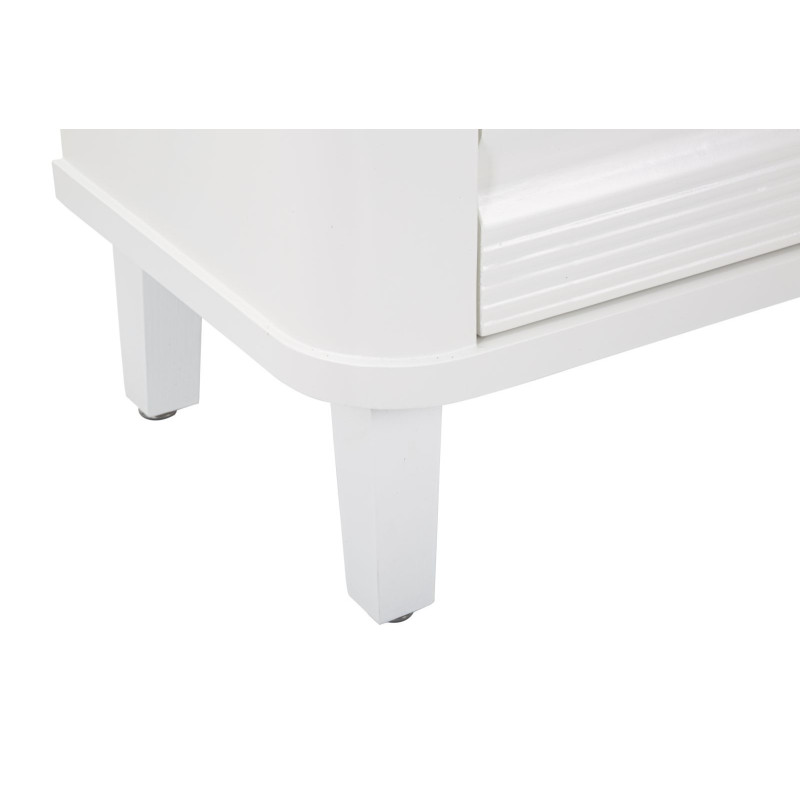 Commode moderne 3 tiroirs en Bois de sapin Blanc Métal Argenté Shine 