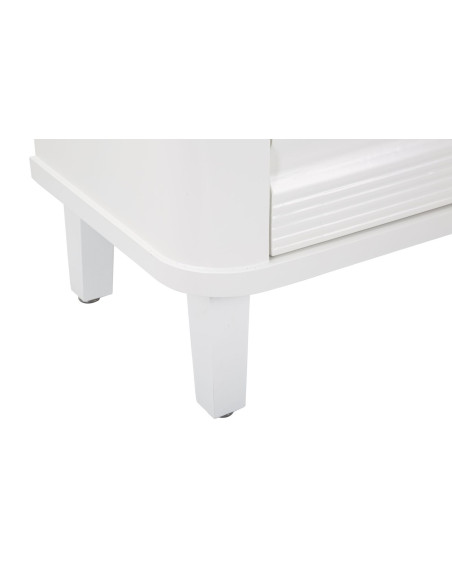 Commode moderne 3 tiroirs en Bois de sapin Blanc Métal Argenté Shine 