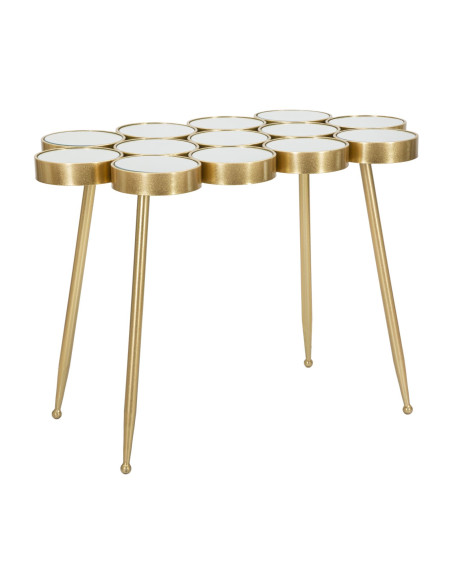 Console design originale Ovale en Métal Doré Miroir Buttle 