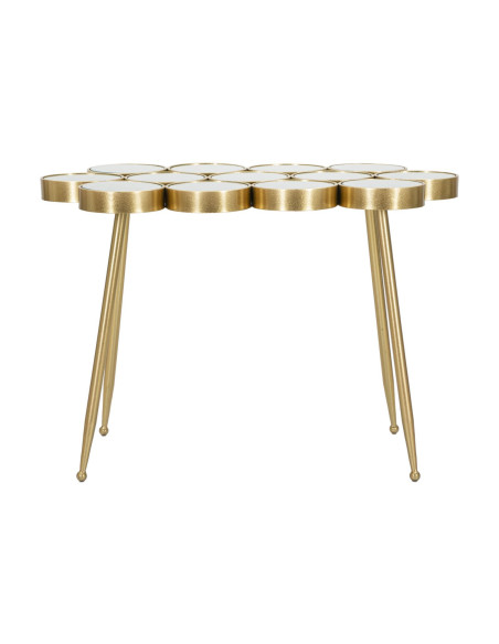 Console design originale Ovale en Métal Doré Miroir Buttle 